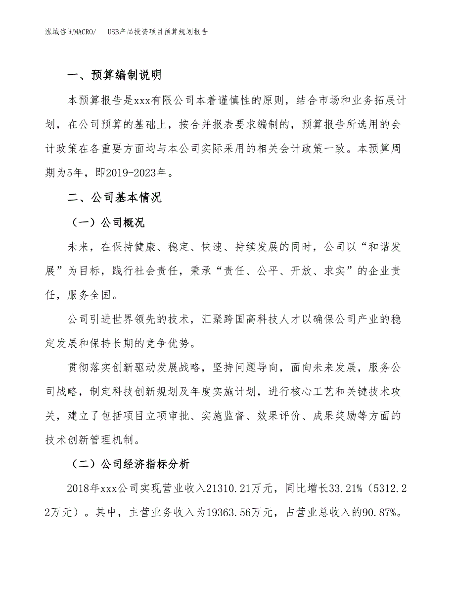 USB产品投资项目预算规划报告_第2页