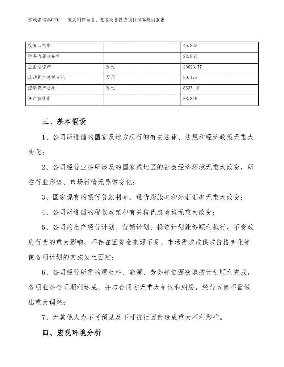 服装制作设备、包装设备投资项目预算规划报告_第5页