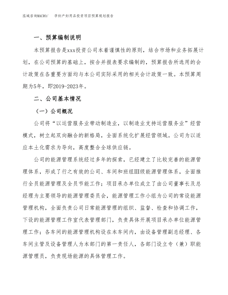 孕妇产妇用品投资项目预算规划报告_第2页