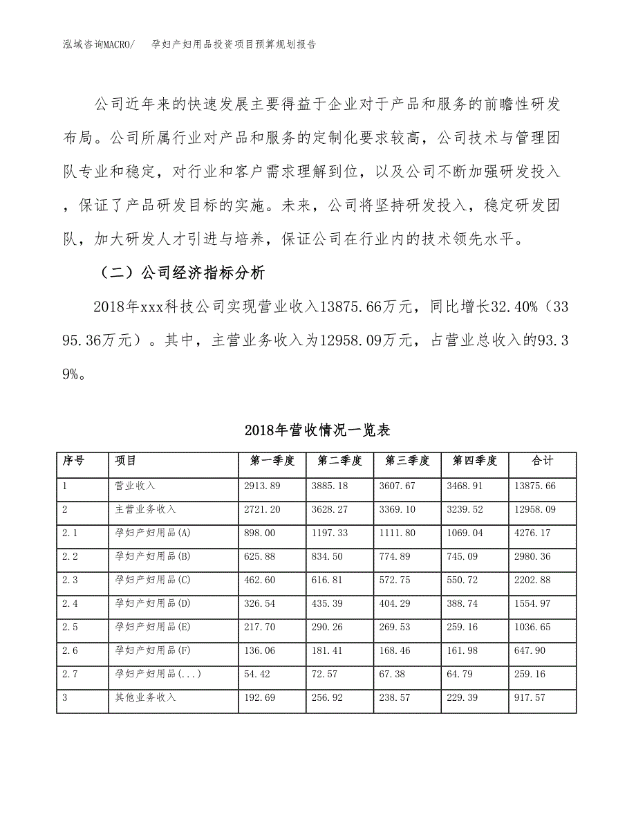 孕妇产妇用品投资项目预算规划报告_第3页