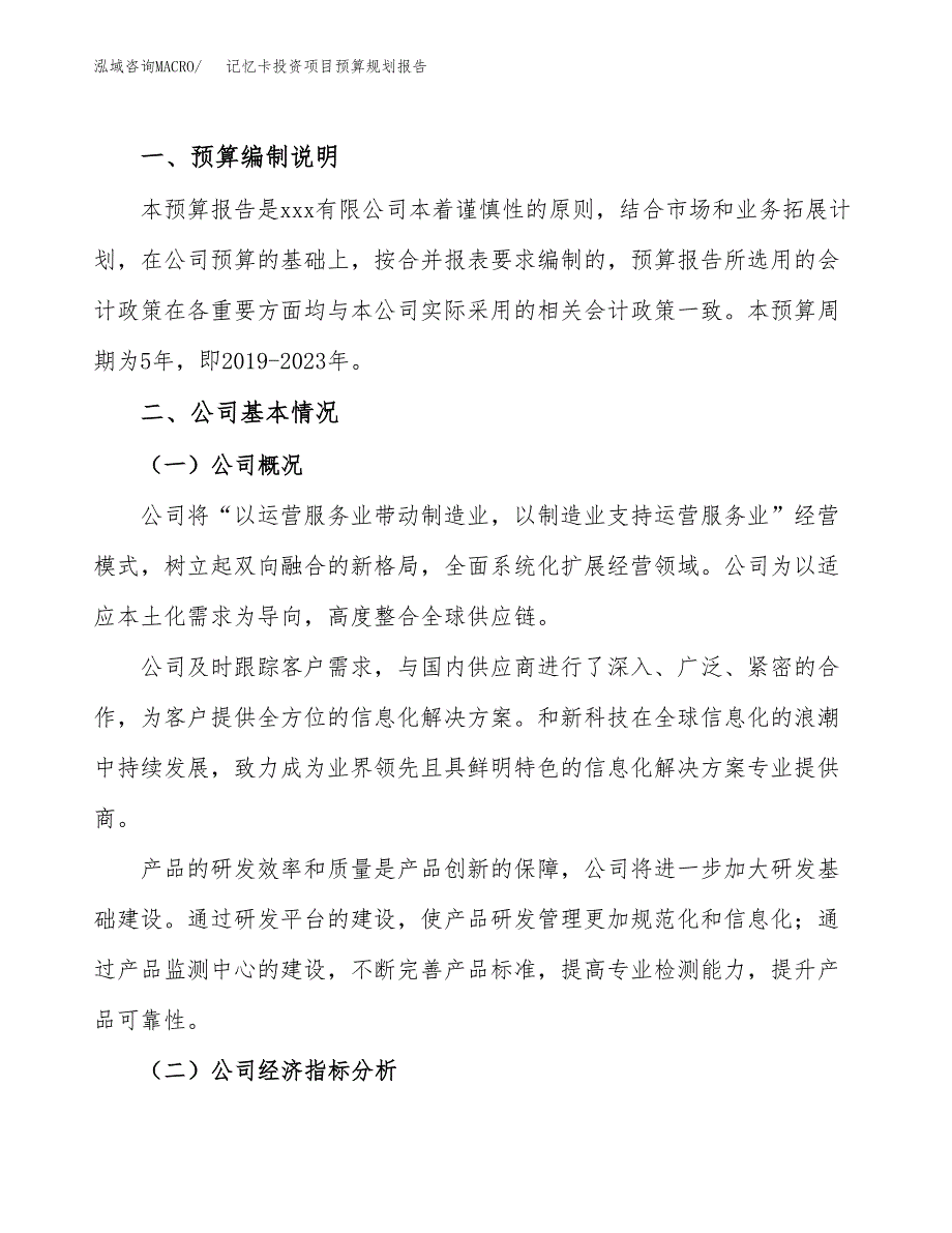 记忆卡投资项目预算规划报告_第2页