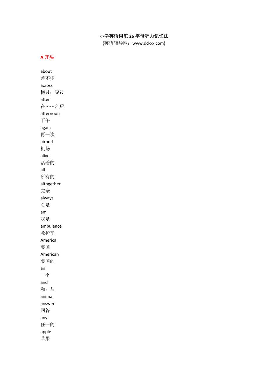 小学英语词汇26字母听力记忆法_第1页