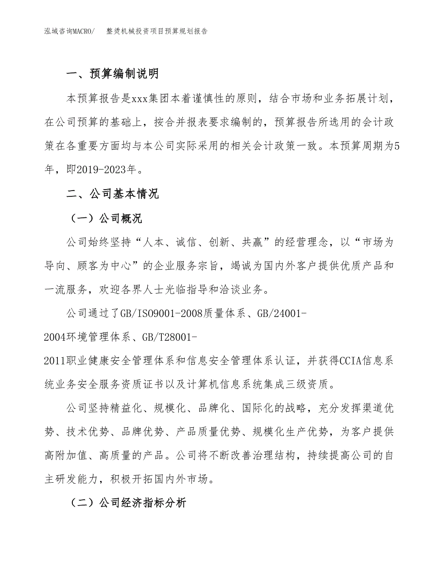 整烫机械投资项目预算规划报告_第2页