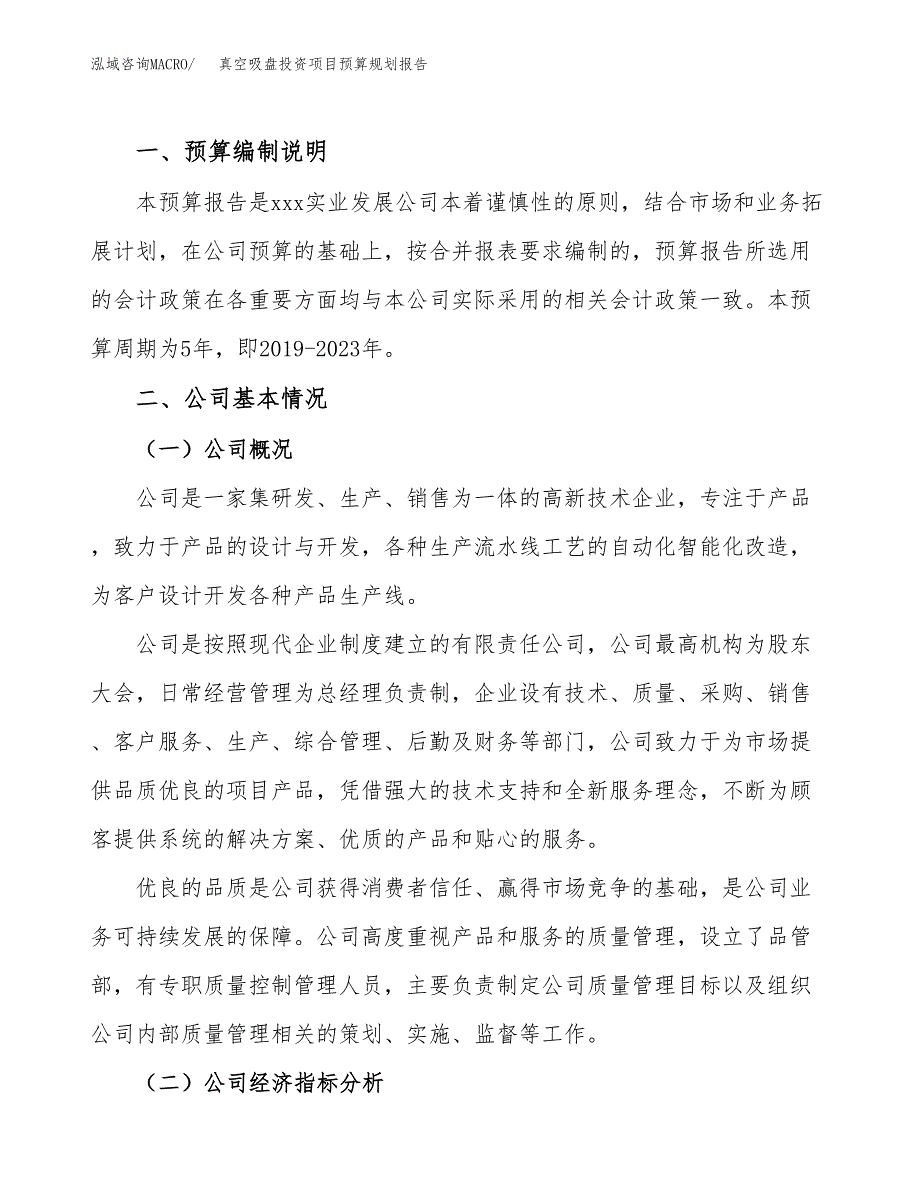 真空吸盘投资项目预算规划报告_第2页