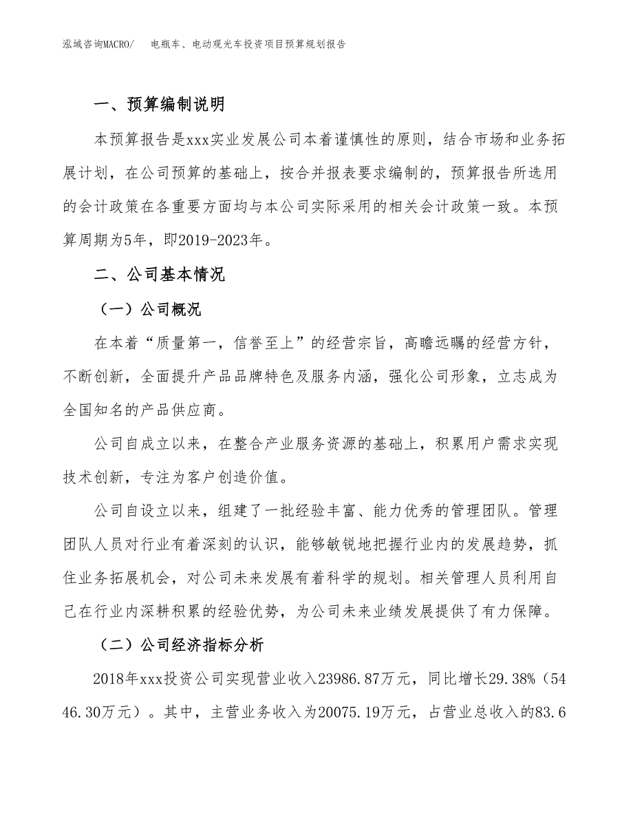 电瓶车、电动观光车投资项目预算规划报告_第2页