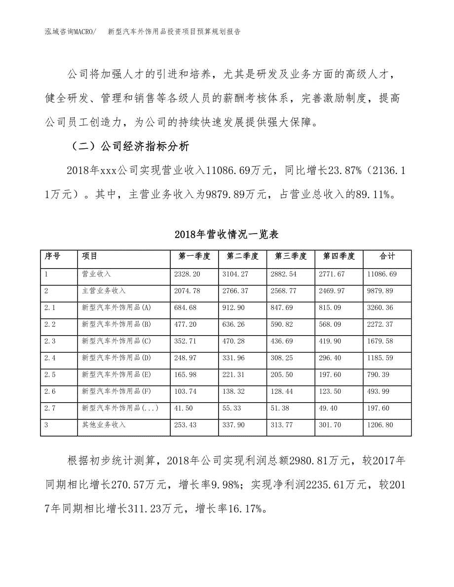 新型汽车外饰用品投资项目预算规划报告_第3页