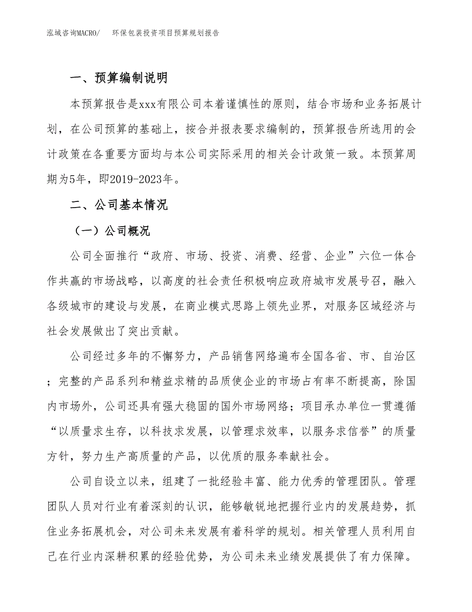 环保包装投资项目预算规划报告_第2页