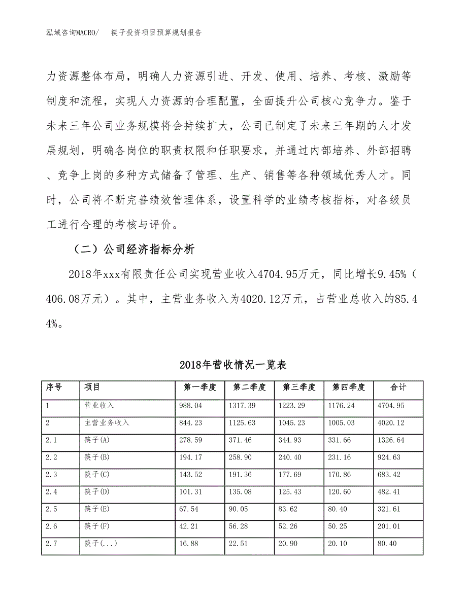 筷子投资项目预算规划报告_第3页