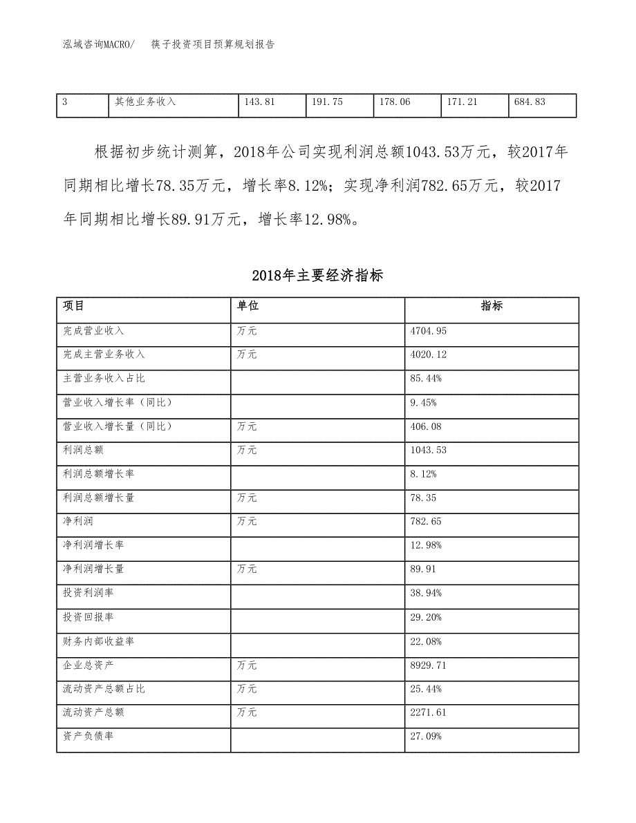 筷子投资项目预算规划报告_第4页