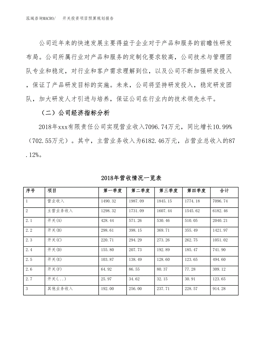 开关投资项目预算规划报告_第3页