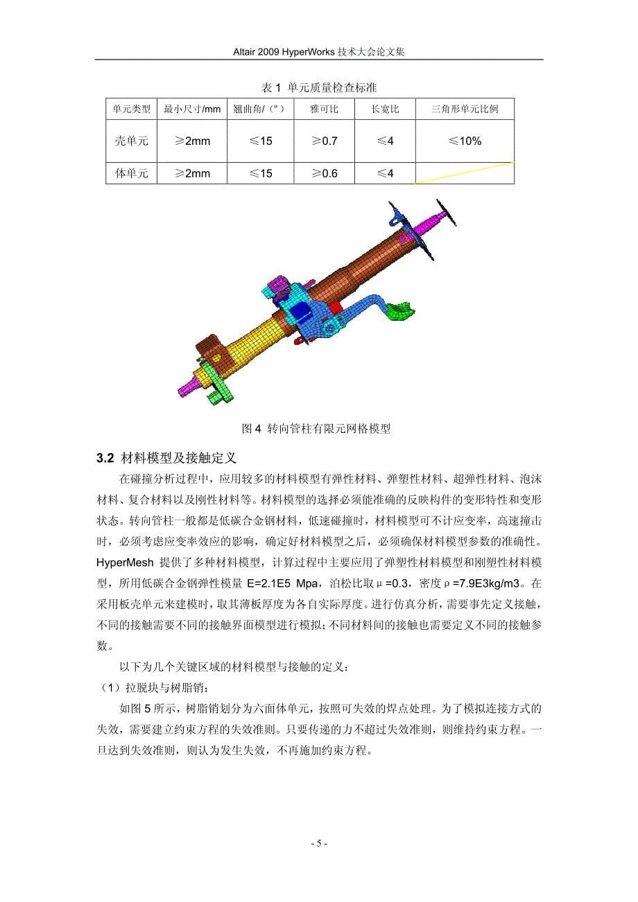 杜小辉_基于HyperWorks的汽车转向管柱静压溃性能分析.pdf_第5页