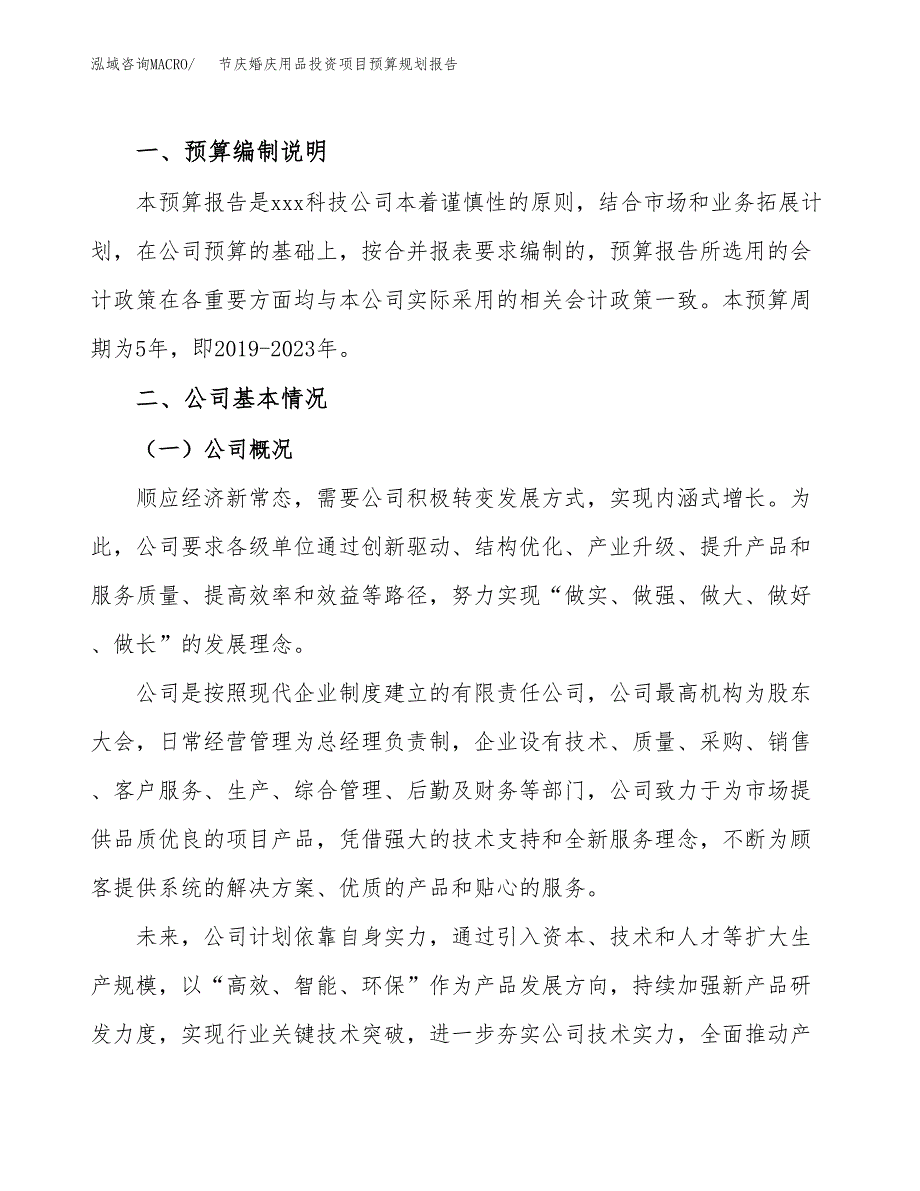 节庆婚庆用品投资项目预算规划报告_第2页