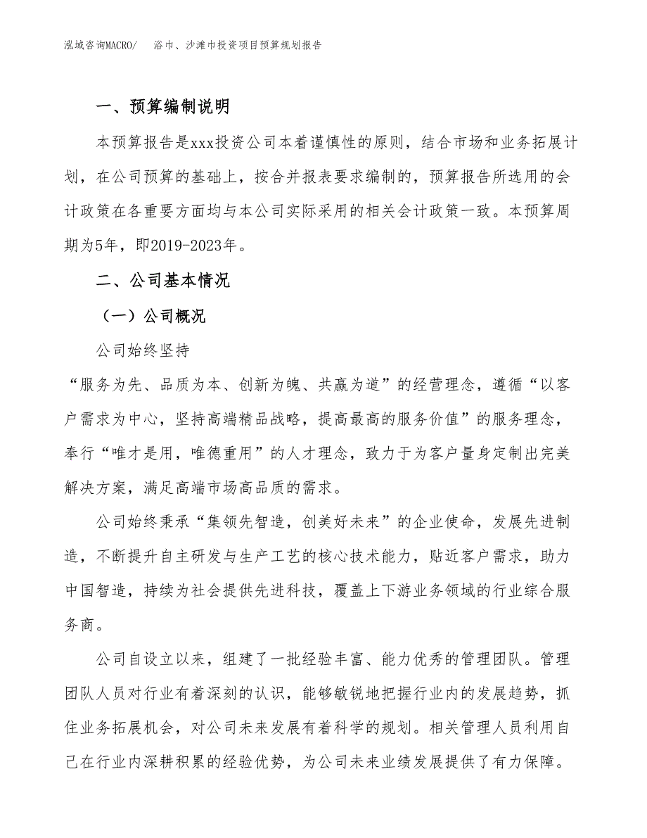 浴巾、沙滩巾投资项目预算规划报告_第2页