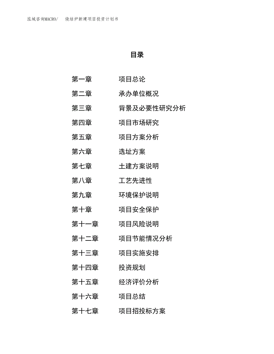 烧结炉新建项目投资计划书_第1页