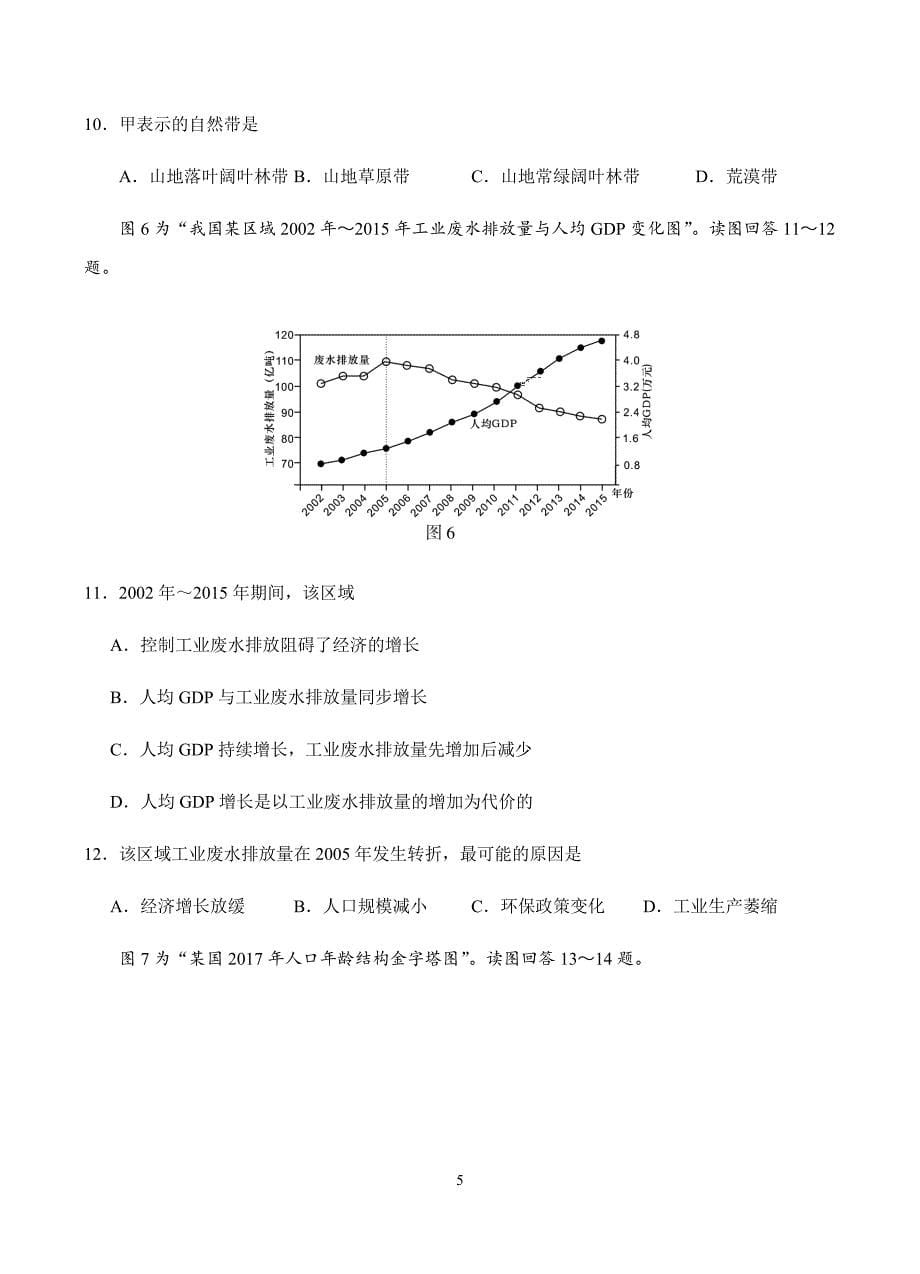 河南省洛阳市孟津县第二高级中学2019届高三9月月考地理试卷含答案_第5页