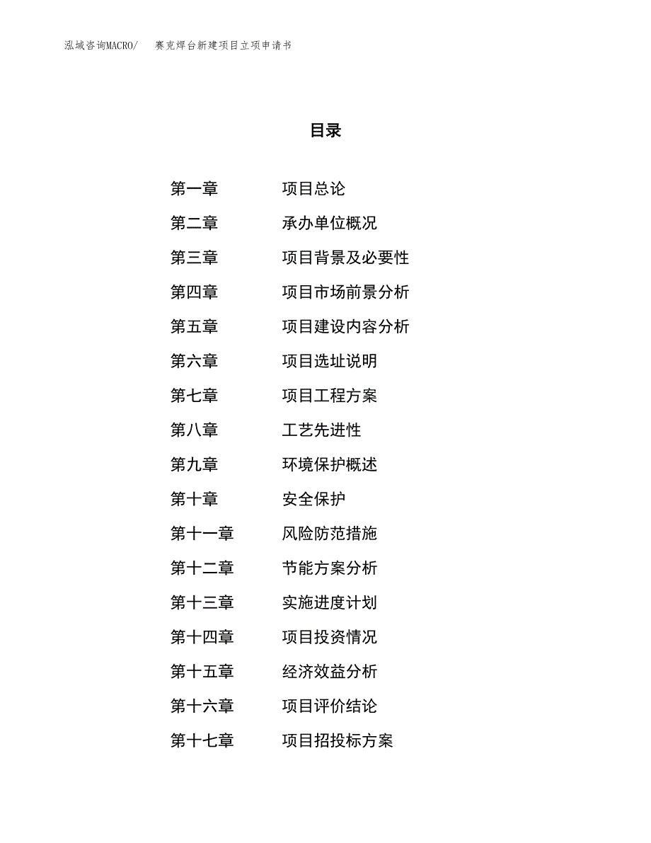 赛克焊台新建项目立项申请书_第1页