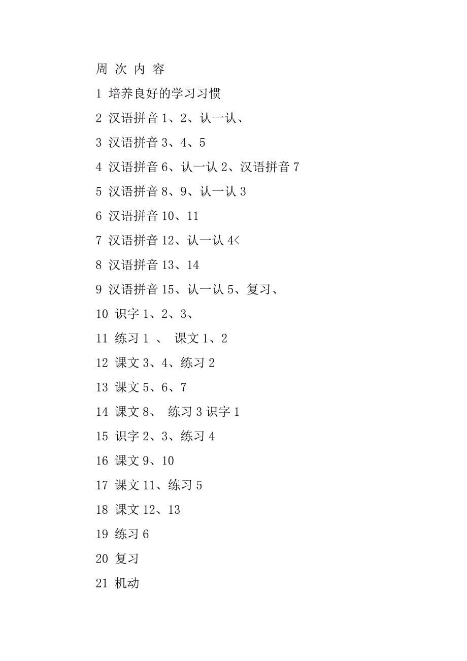 20xx 小学语文第一册教学计划_第5页