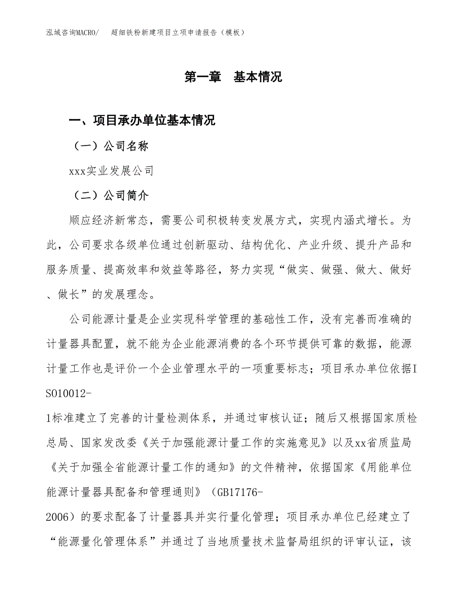 超细铁粉新建项目立项申请报告（模板）_第4页