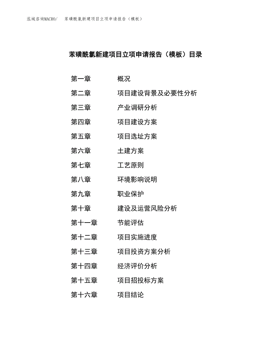 苯磺酰氯新建项目立项申请报告（模板）_第3页