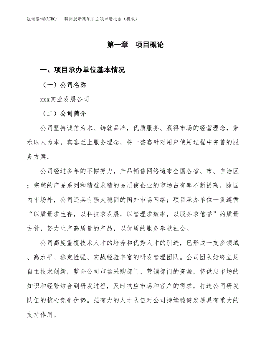 瞬间胶新建项目立项申请报告（模板）_第4页