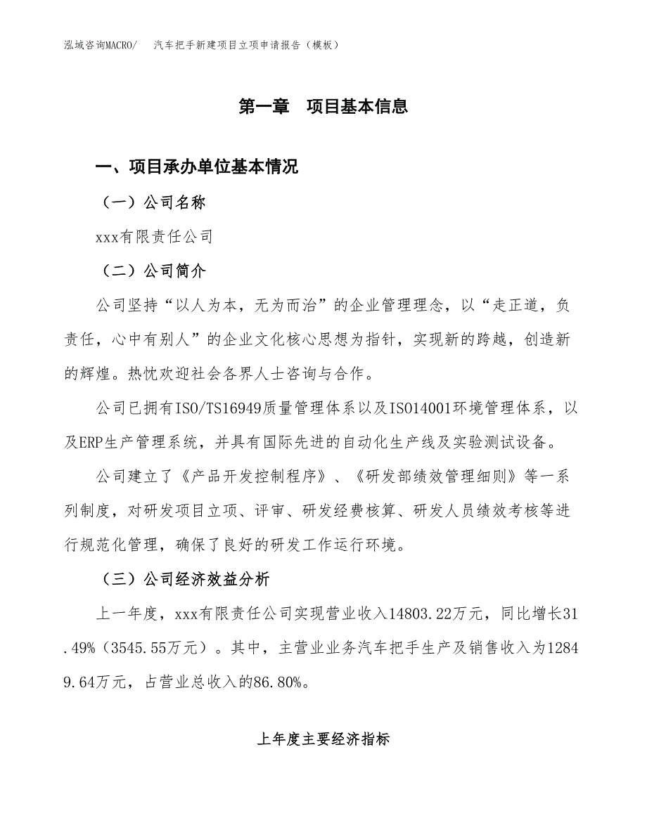 汽车把手新建项目立项申请报告（模板）_第4页