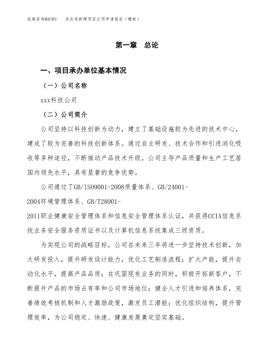 洗衣皂新建项目立项申请报告（模板）_第4页