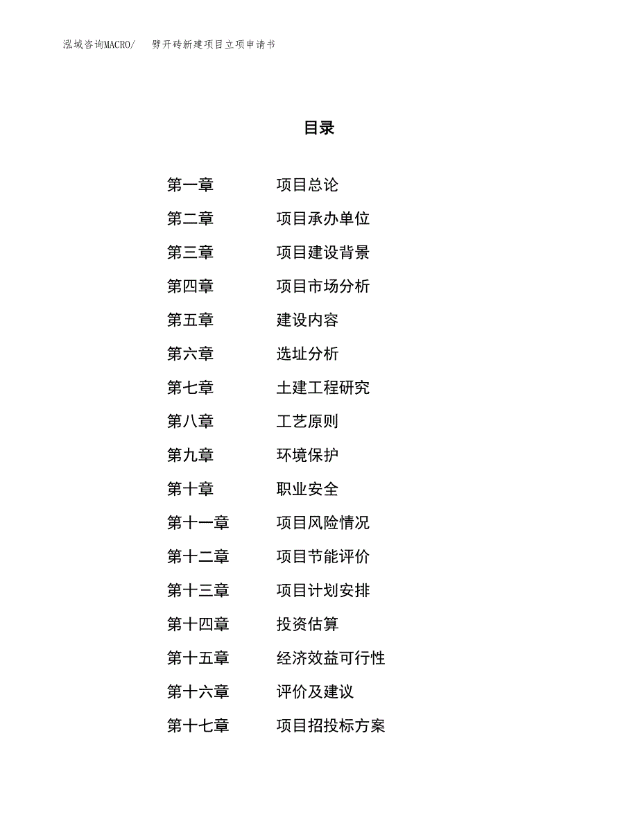 劈开砖新建项目立项申请书_第1页