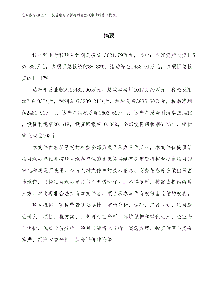 抗静电母粒新建项目立项申请报告（模板）_第2页