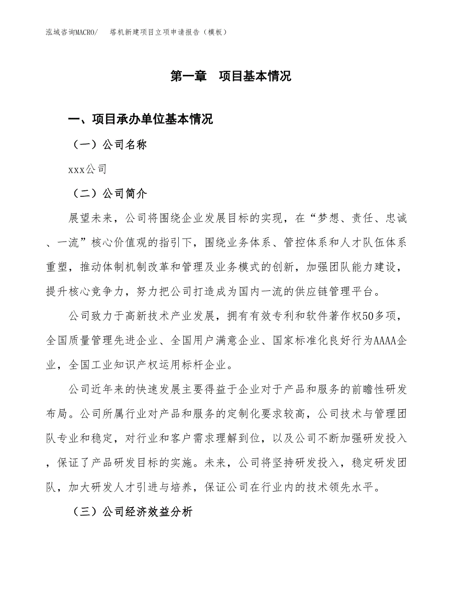 塔机新建项目立项申请报告（模板）_第4页