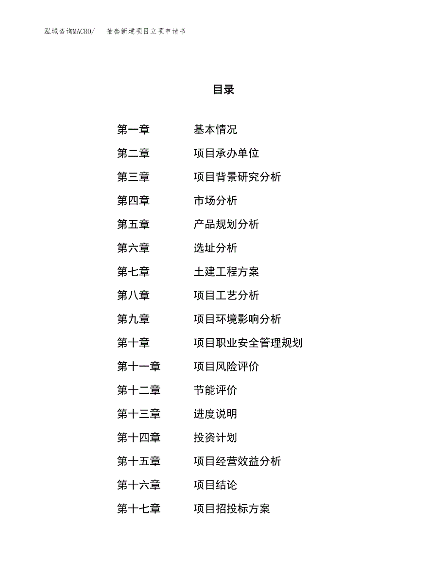 袖套新建项目立项申请书_第1页