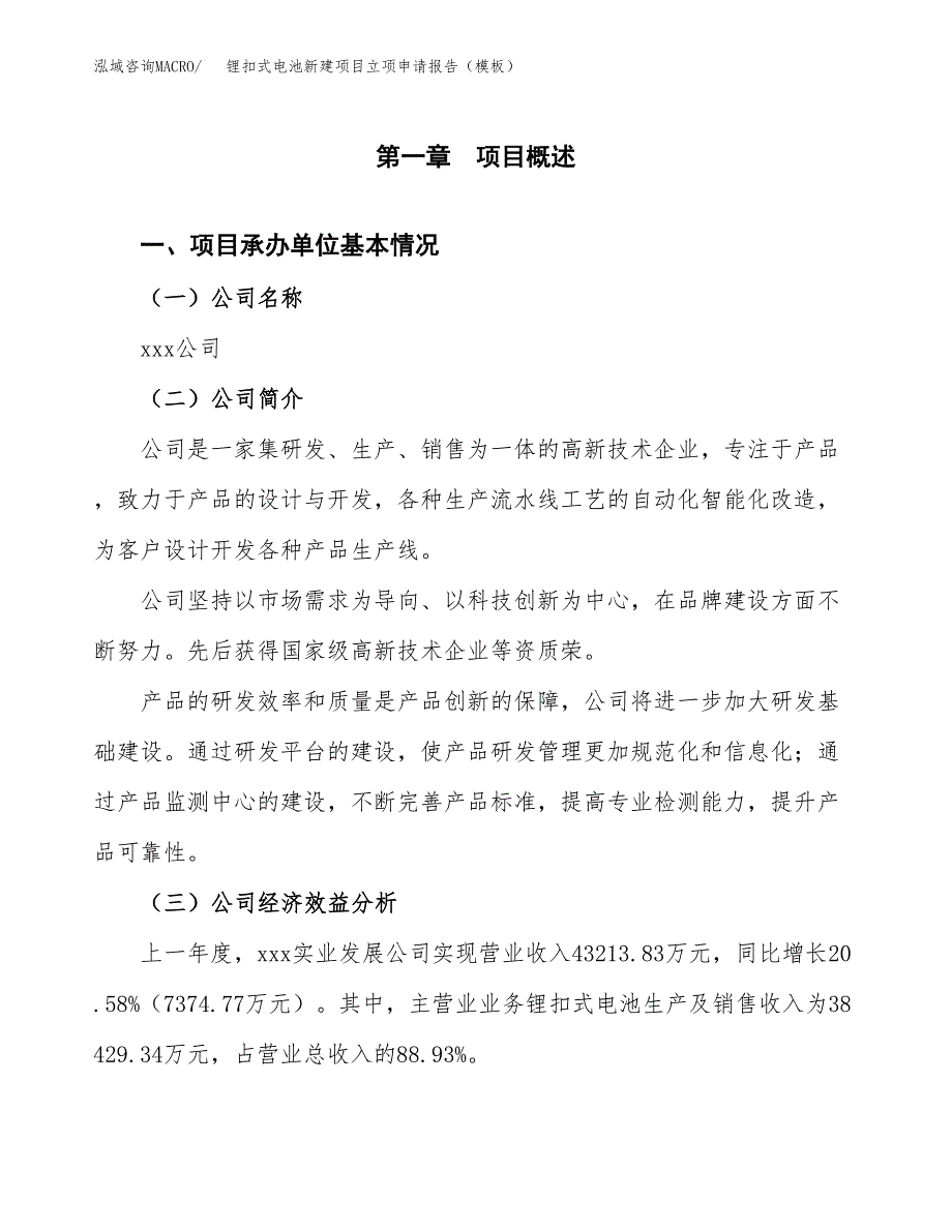 锂扣式电池新建项目立项申请报告（模板）_第4页