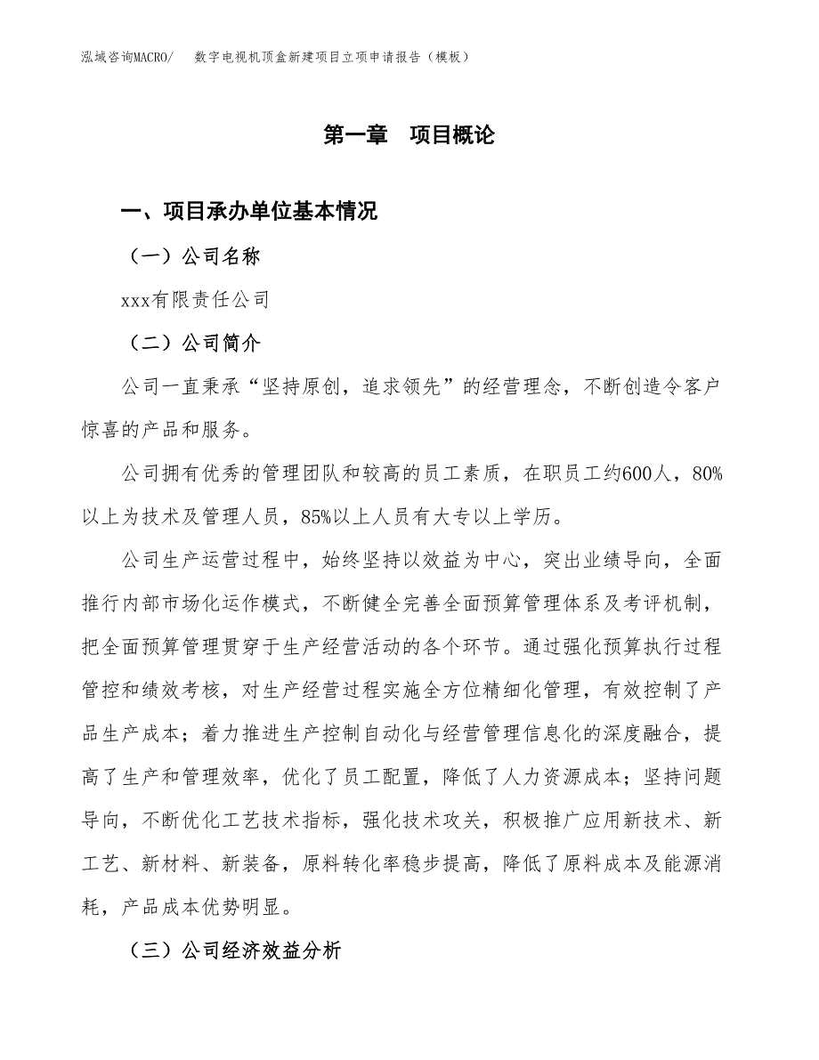 数字电视机顶盒新建项目立项申请报告（模板）_第4页