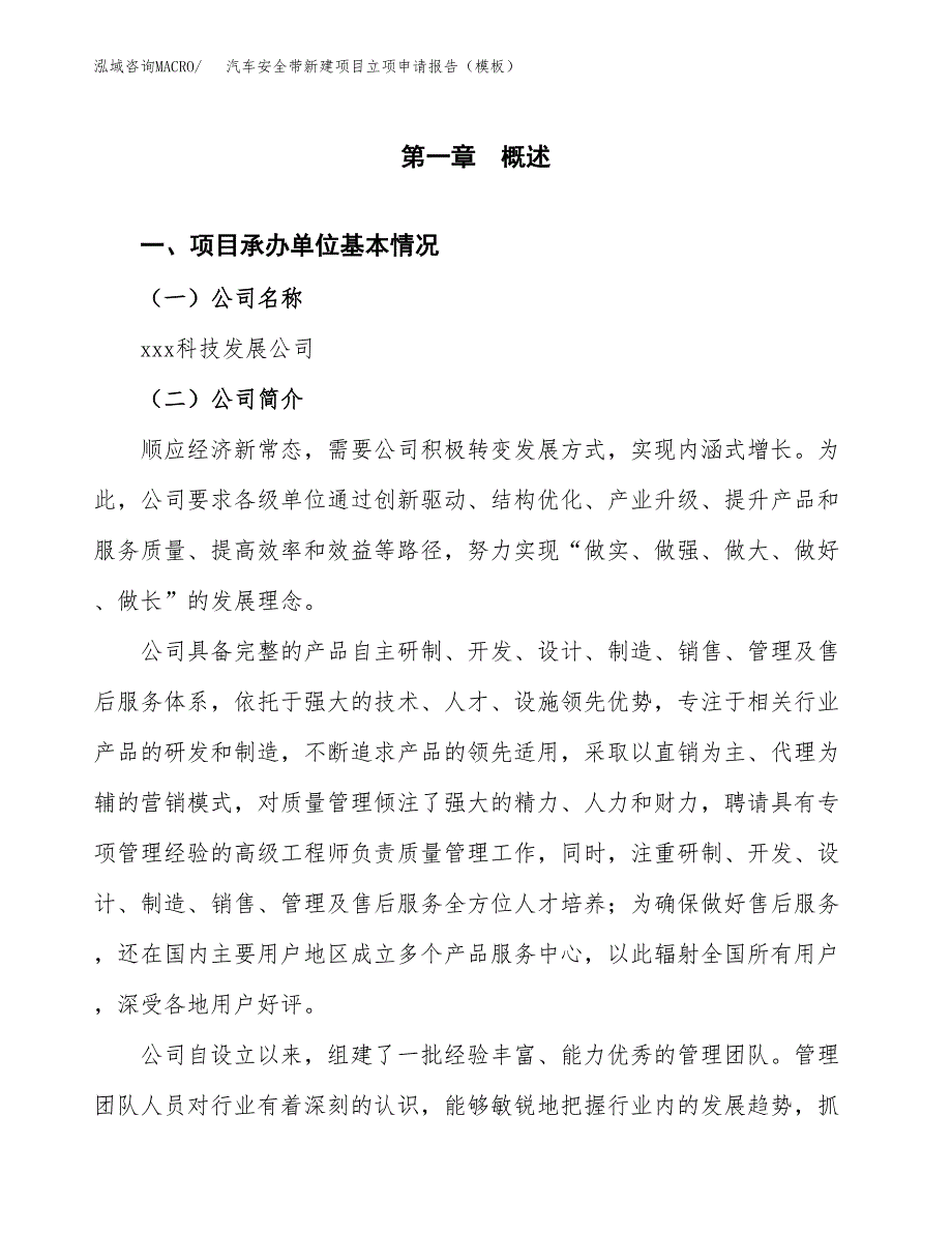 汽车安全带新建项目立项申请报告（模板）_第4页