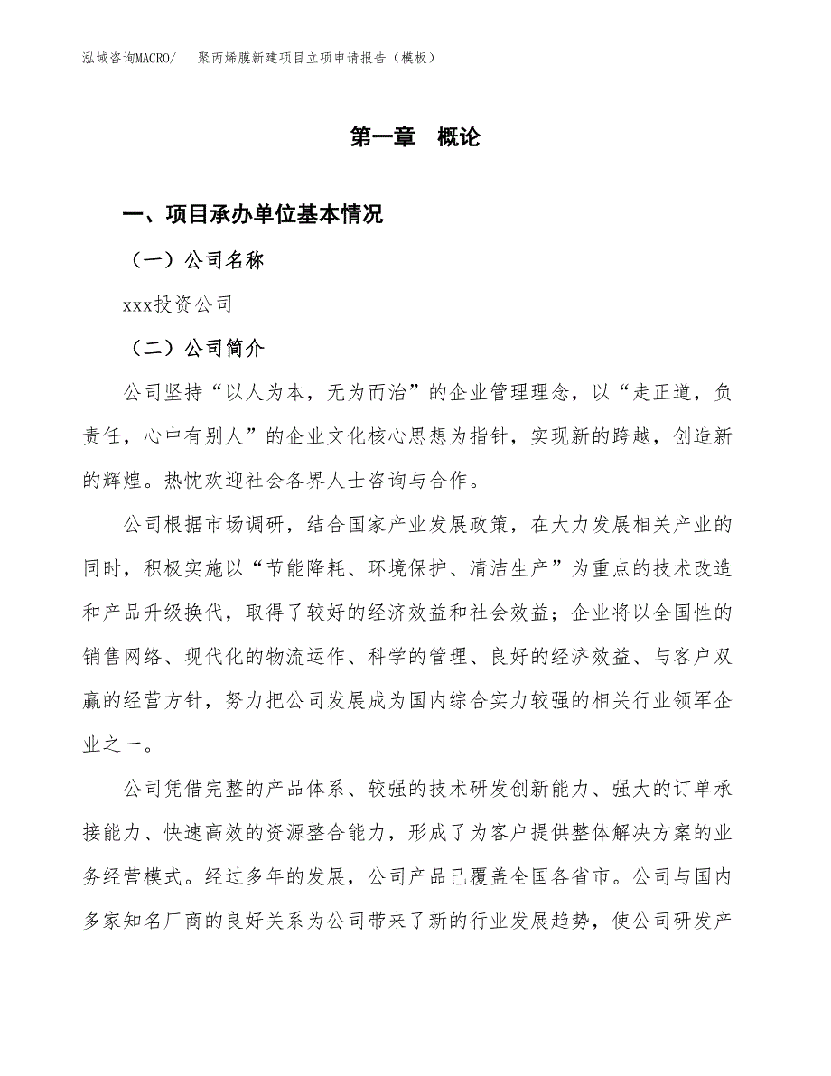 聚丙烯膜新建项目立项申请报告（模板）_第4页