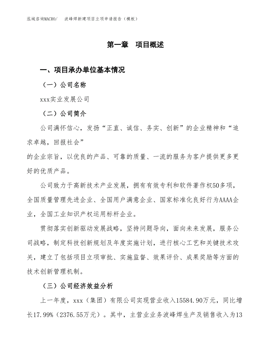 波峰焊新建项目立项申请报告（模板）_第4页