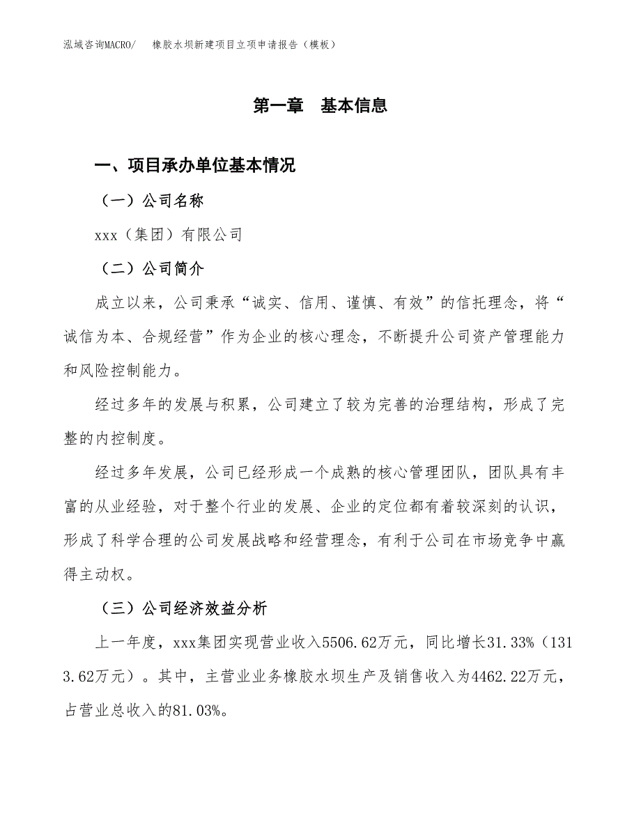 橡胶水坝新建项目立项申请报告（模板）_第4页