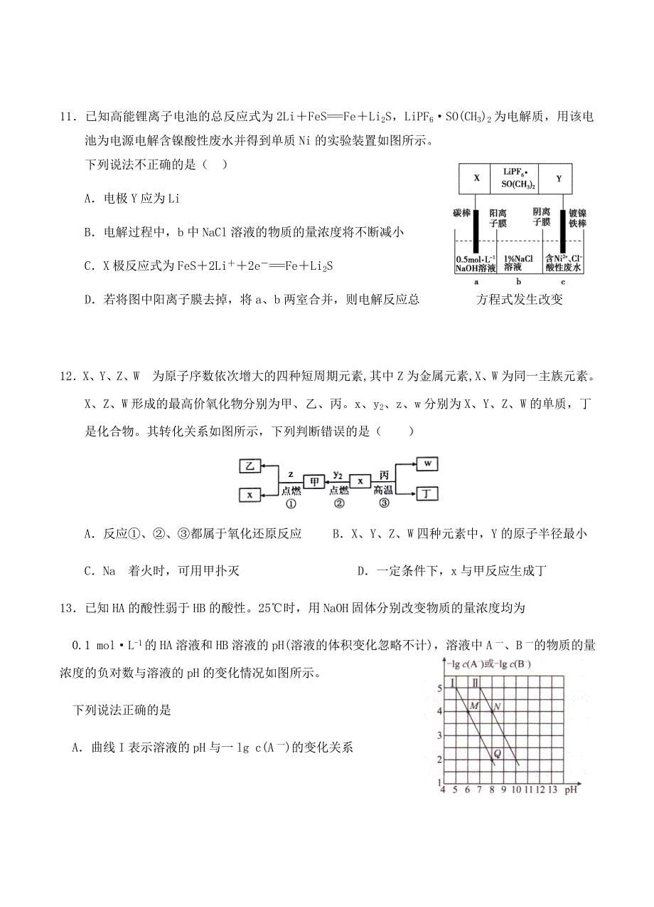 山东省济南外国语学校2019届高三上学期高考模拟（二）理科综合试卷含答案_第5页