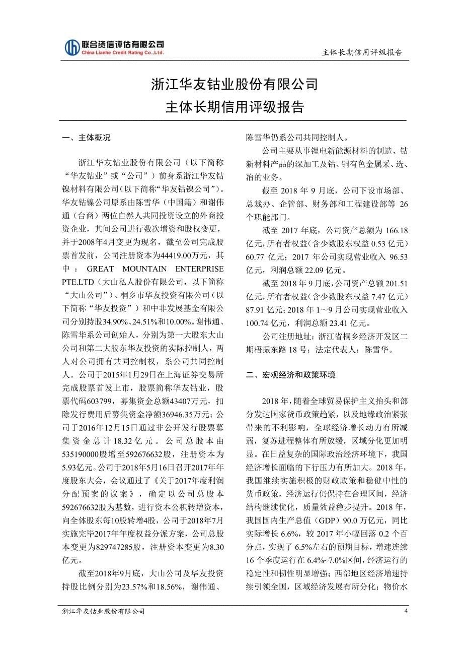 浙江华友钴业股份有限公司主体信用评级报告_第5页