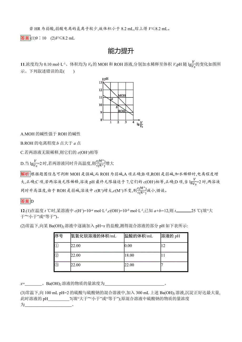 2019-2020年高二化学人教版选修4练习：第3章第2节第2课时pH的计算含答案解析_第4页