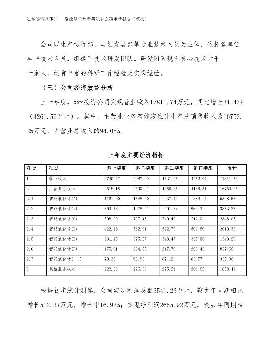 智能液位计新建项目立项申请报告（模板）_第5页