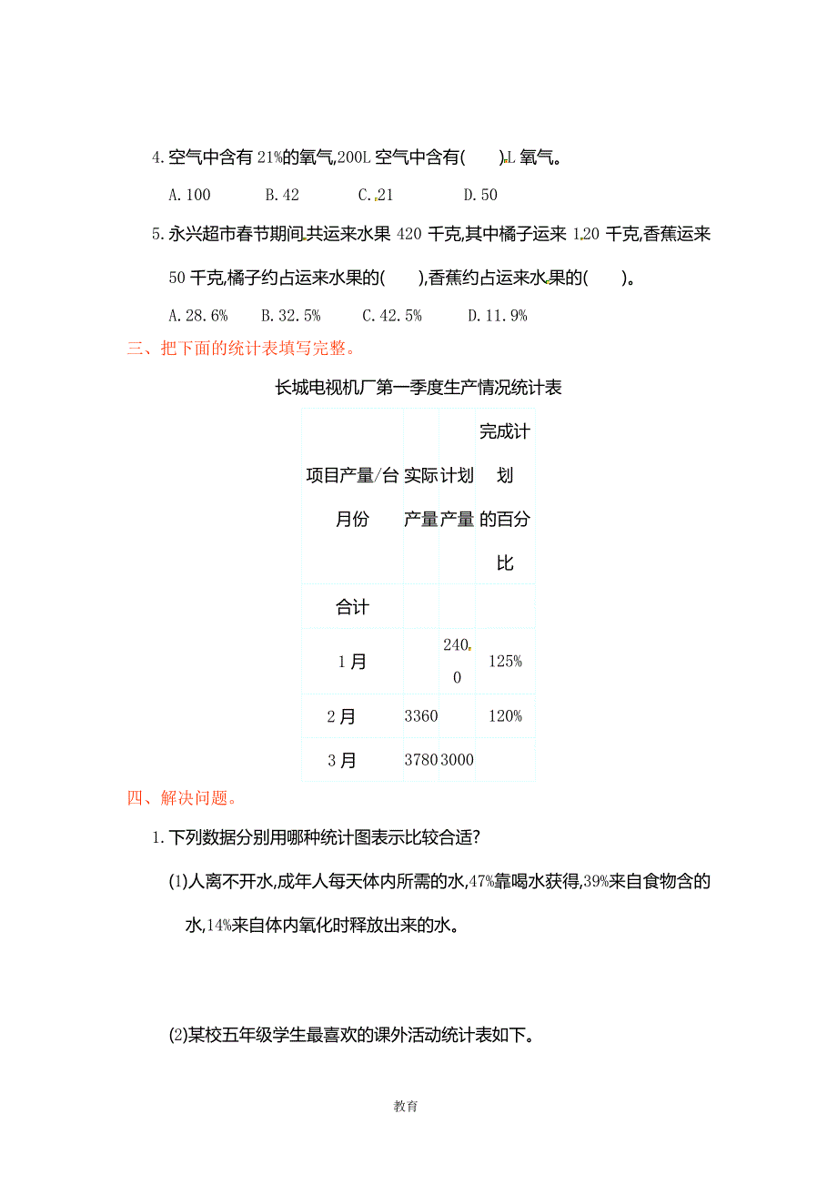 人教新课标-数学六年级上学期第7单元测试卷_第2页