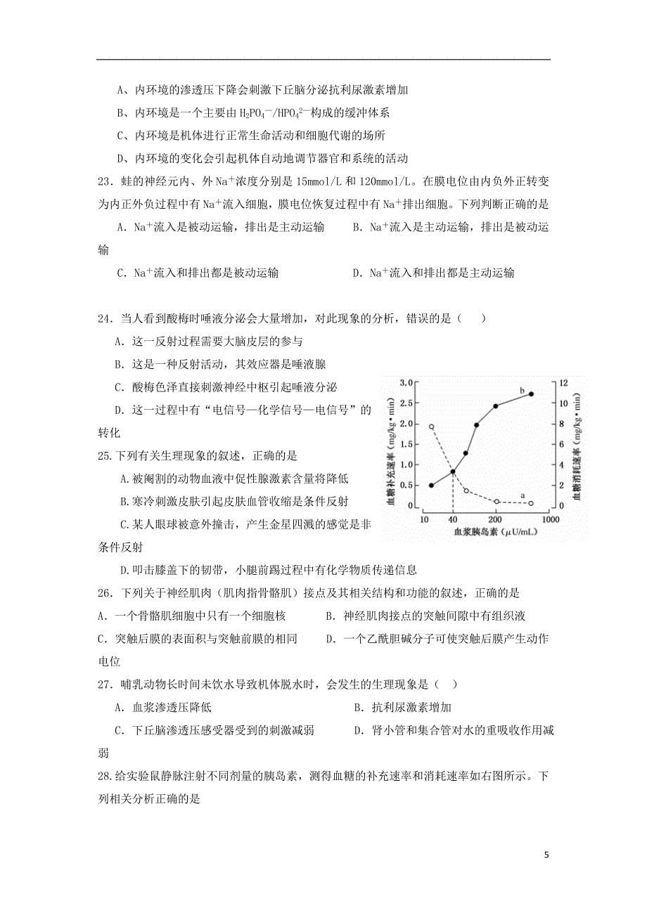 2017-2018学年安徽省池州市青阳县_高二生物4月月考试题_第5页