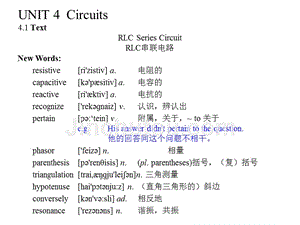 测控技术与仪器专业英语 张凤登UNIT-4.Circuits