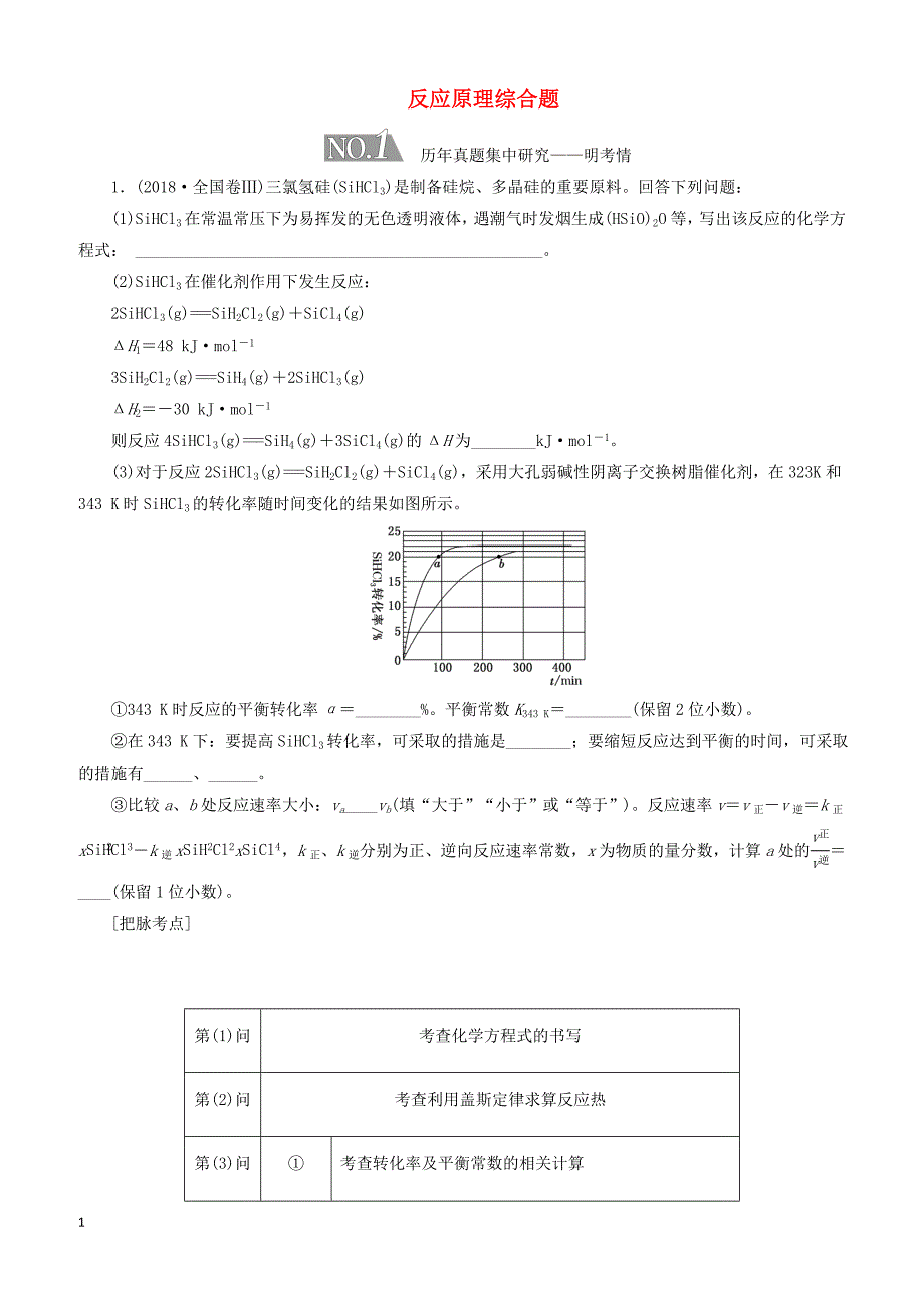 通用版2019版高考化学二轮复习5个解答题之2-反应原理综合题含答案_第1页