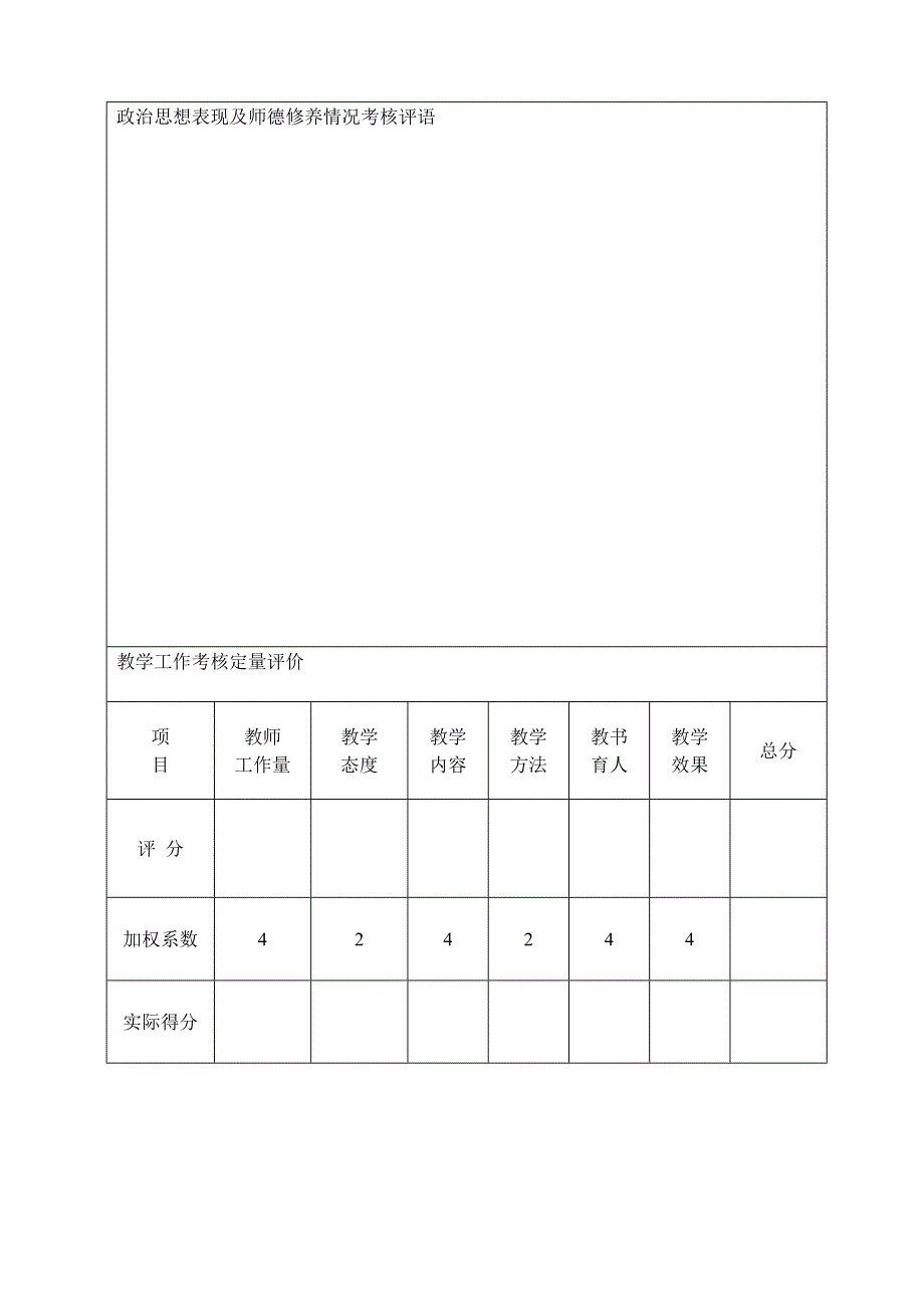 (b5纸打印)高等学校教师任职情况考核评价表_第4页
