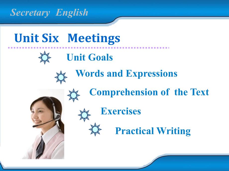 文秘英语 高职语言文化类Unit Six 课件_第1页