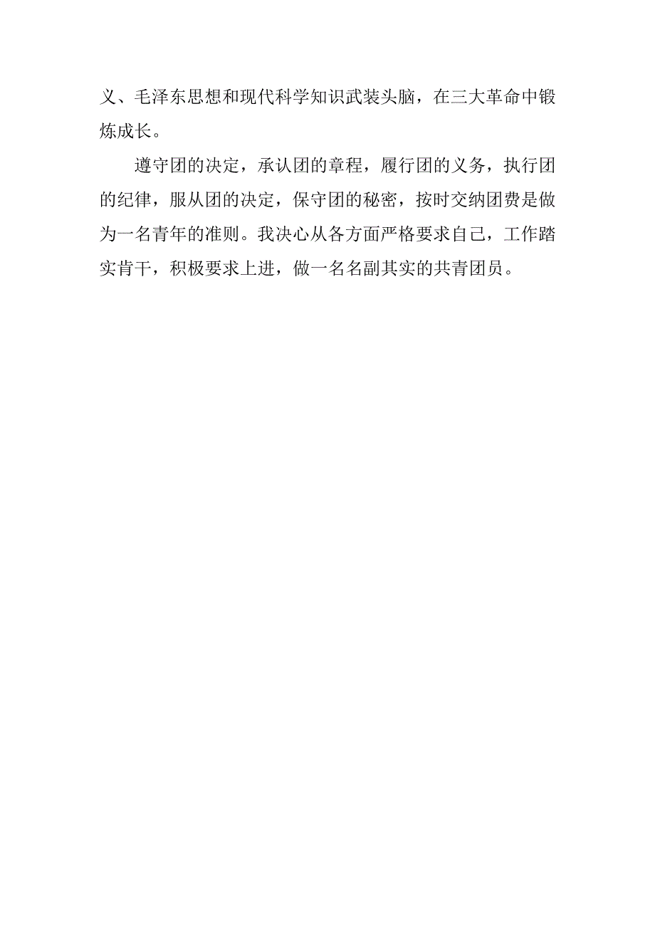 20xx初中生入团志愿书：初三年级入团志愿书300字_第2页