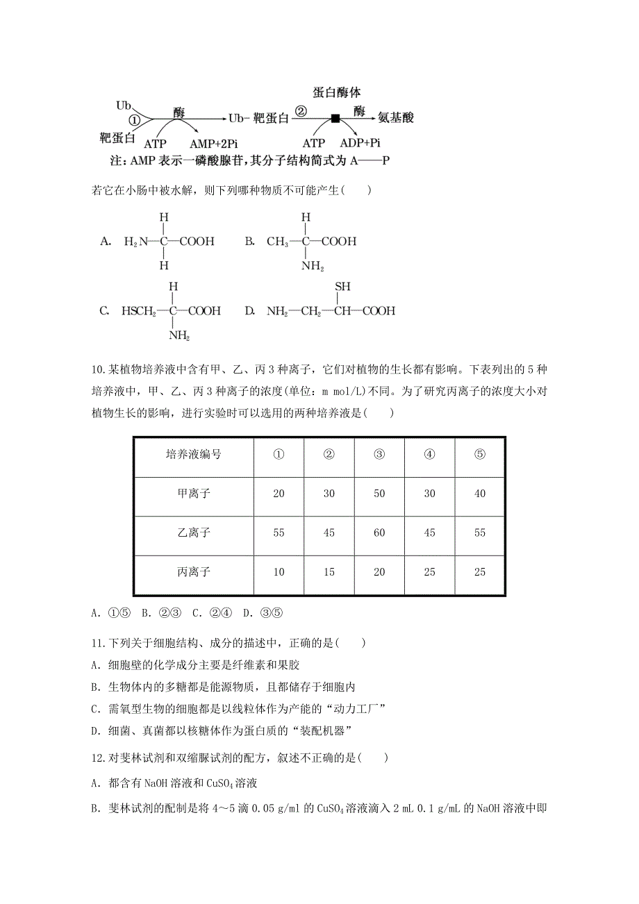 2011年高一上学期期中考试生物模拟试题29_第3页