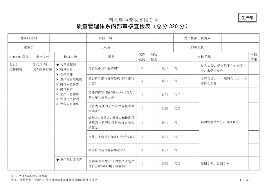 iso9001内审检查表-专业级[1](最新整理by阿拉蕾)_第1页