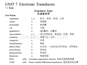 测控技术与仪器专业英语 张凤登UNIT-7.Electronic Transducers